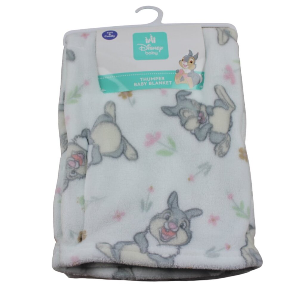 Disney Baby Thumper Blanket Light Blue Flowers Fleece Girls Bambi Soft NWT RARE